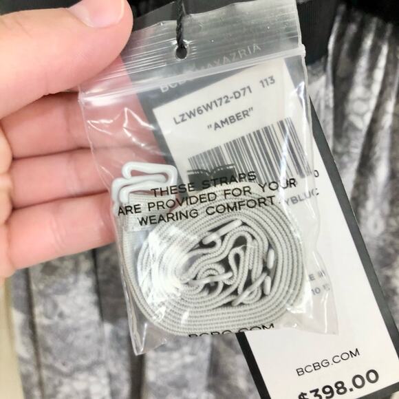 BCBGMaxAzria Amber Column Maxi Gown in Ebony Blue Combo Lace Print Size 2 - Picture 13 of 13